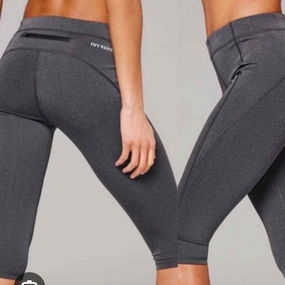 Ivy Park Sculpted Low Rise Foldover Logo Waist Capri Legging Grey